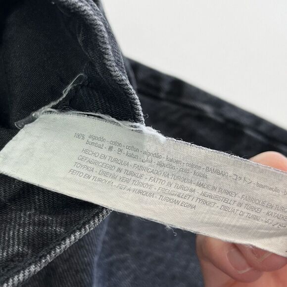 ZARA Wide Leg Raw Hem Jeans Sz 4 Black High Waist Relaxed 100% Cotton Classic - Picture 10 of 10